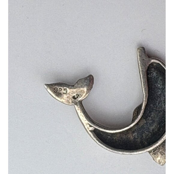 Vintage Sterling Silver Dolphin Dangle Earrings Beach Marine Fish 925 - Picture 3 of 6